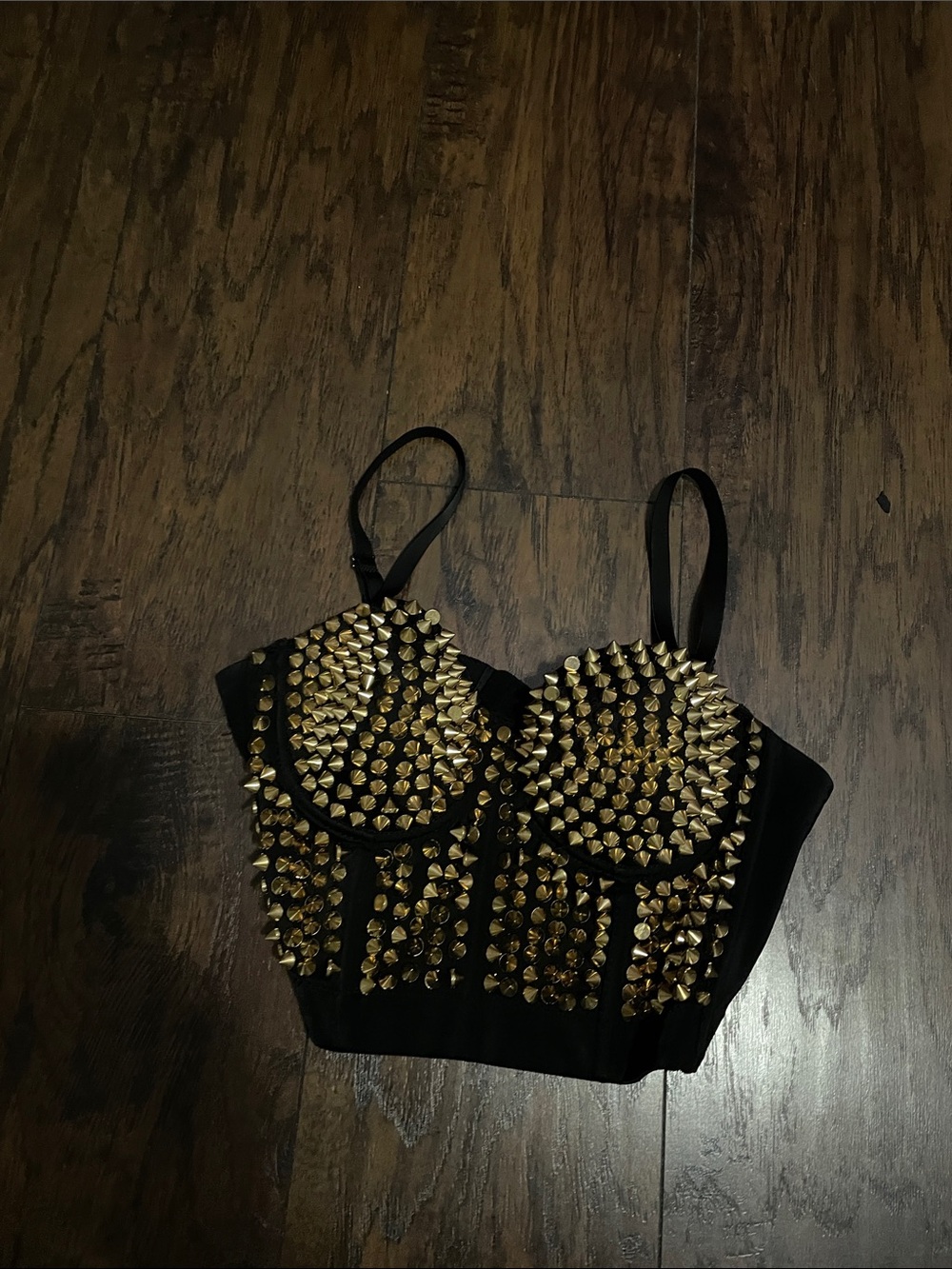 Black Crop Bustier Top with Gold Studs